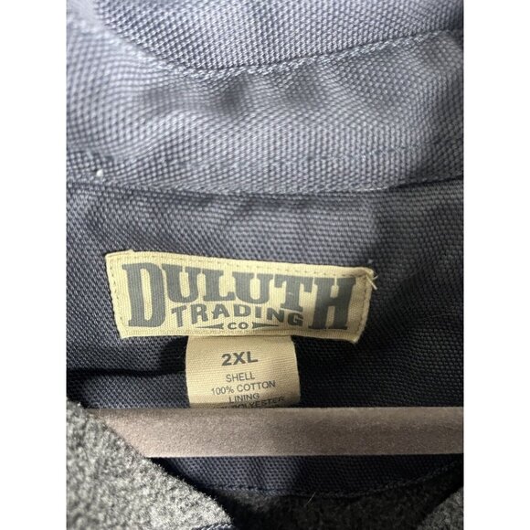 DULUTH TRADING CO Men's Blue Canvas Fleece Lined Snap Down Shirt Jacket 2XL - Picture 3 of 5